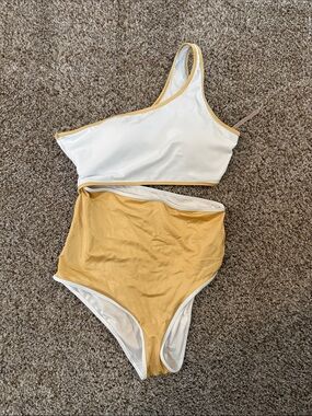 Victoria's Secret White Swim with Gold Trim